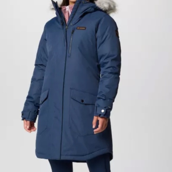 Columbia long insulated winter navy blue jacket - Picture 9 of 9